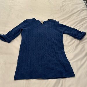 Lapis Blue 100% Cashmere Top - White + Warren Brand